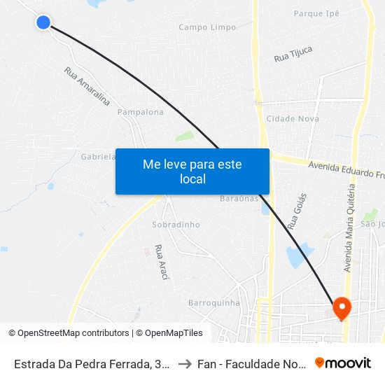 Estrada Da Pedra Ferrada, 3588 to Fan - Faculdade Nobre map