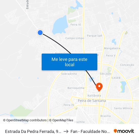 Estrada Da Pedra Ferrada, 945 to Fan - Faculdade Nobre map