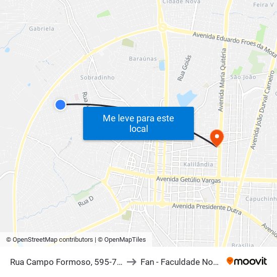 Rua Campo Formoso, 595-721 to Fan - Faculdade Nobre map