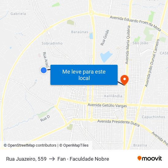 Rua Juazeiro, 559 to Fan - Faculdade Nobre map