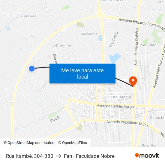 Rua Itambé, 304-380 to Fan - Faculdade Nobre map