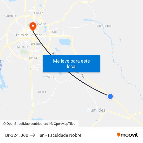 Br-324, 360 to Fan - Faculdade Nobre map