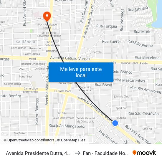 Avenida Presidente Dutra, 4000 to Fan - Faculdade Nobre map