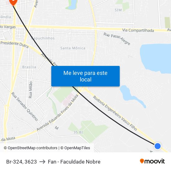 Br-324, 3623 to Fan - Faculdade Nobre map