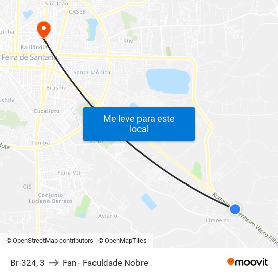 Br-324, 3 to Fan - Faculdade Nobre map