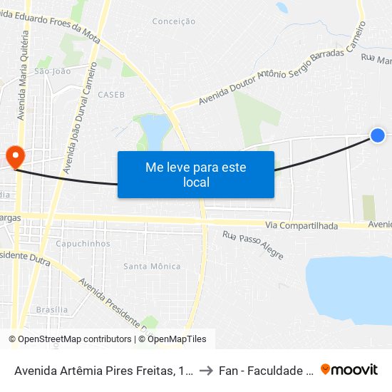 Avenida Artêmia Pires Freitas, 1520-2274 to Fan - Faculdade Nobre map