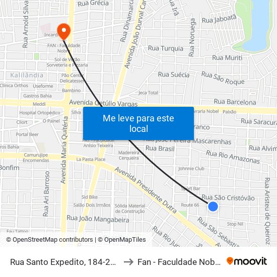 Rua Santo Expedito, 184-248 to Fan - Faculdade Nobre map