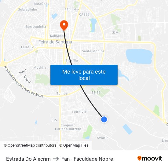 Estrada Do Alecrim to Fan - Faculdade Nobre map