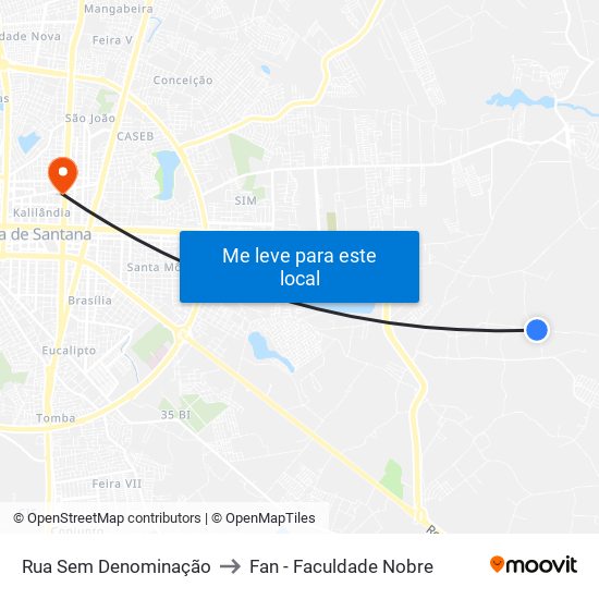 Rua Sem Denominação to Fan - Faculdade Nobre map