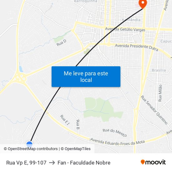 Rua Vp E, 99-107 to Fan - Faculdade Nobre map