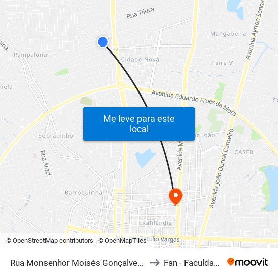 Rua Monsenhor Moisés Gonçalves Do Couto, 1774 to Fan - Faculdade Nobre map