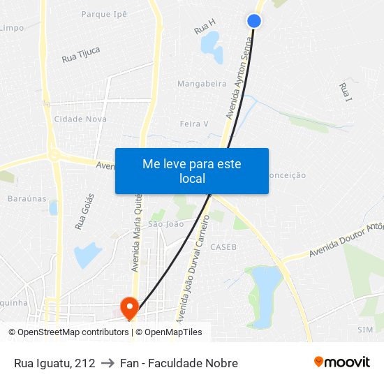 Rua Iguatu, 212 to Fan - Faculdade Nobre map