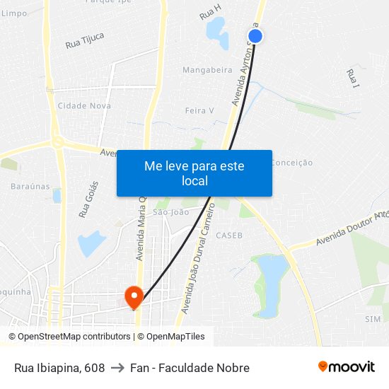 Rua Ibiapina, 608 to Fan - Faculdade Nobre map