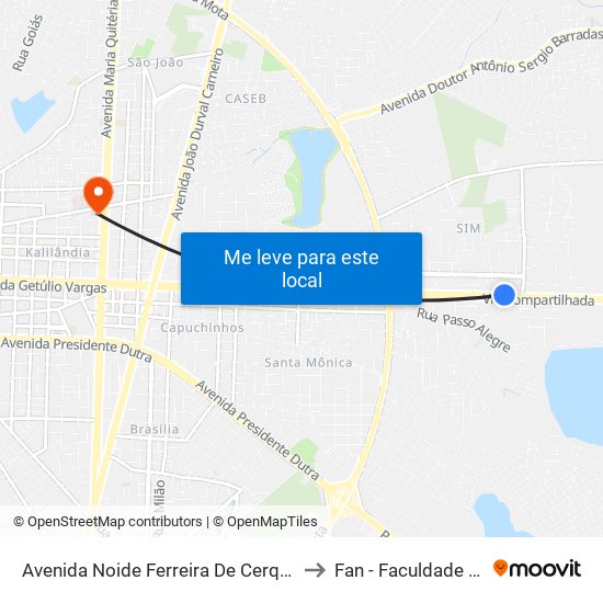 Avenida Noide Ferreira De Cerqueira, 974 to Fan - Faculdade Nobre map