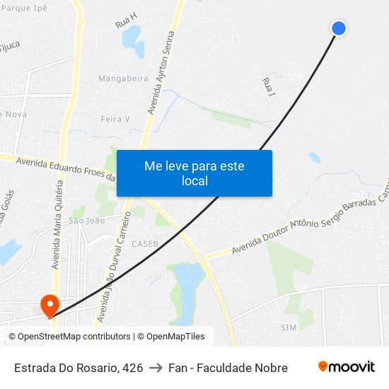 Estrada Do Rosario, 426 to Fan - Faculdade Nobre map