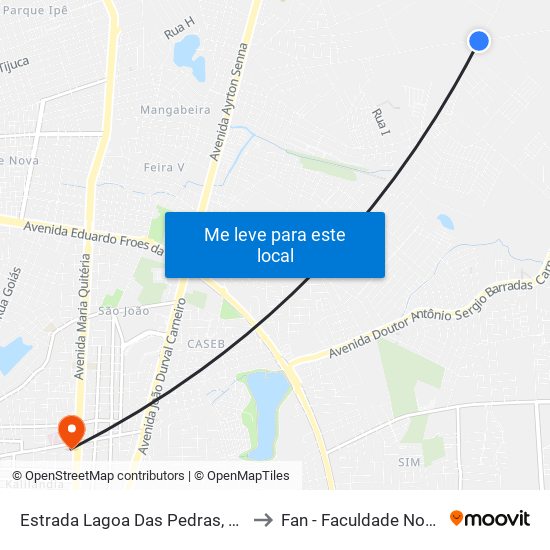 Estrada Lagoa Das Pedras, 714 to Fan - Faculdade Nobre map