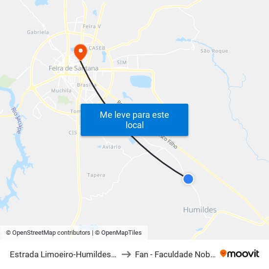 Estrada Limoeiro-Humildes, 2 to Fan - Faculdade Nobre map