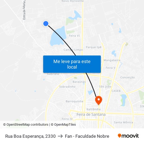 Rua Boa Esperança, 2330 to Fan - Faculdade Nobre map