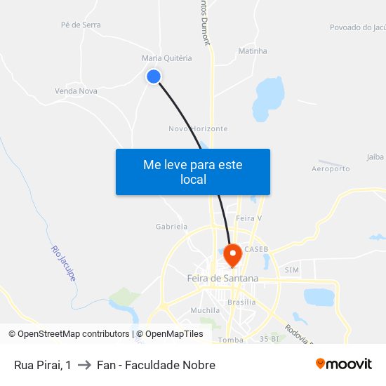 Rua Pirai, 1 to Fan - Faculdade Nobre map