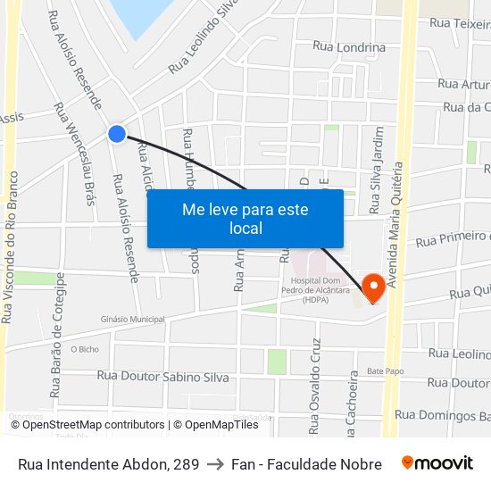 Rua Intendente Abdon, 289 to Fan - Faculdade Nobre map