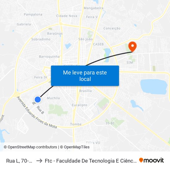 Rua L, 70-72 to Ftc - Faculdade De Tecnologia E Ciências map