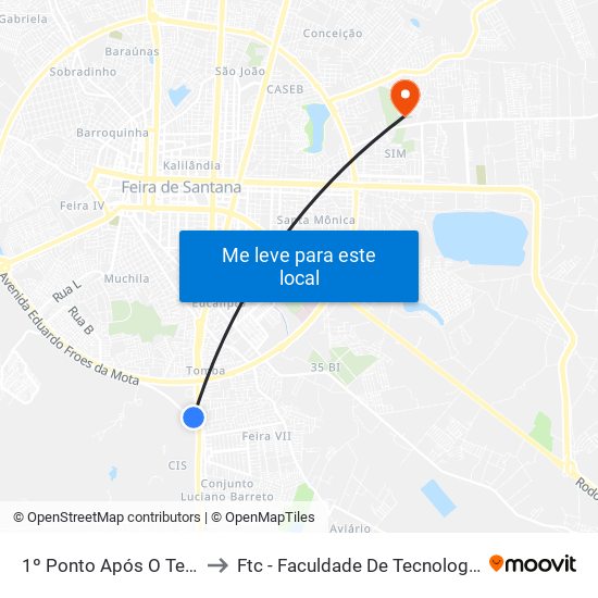 1º Ponto Após O Terminal Sul to Ftc - Faculdade De Tecnologia E Ciências map