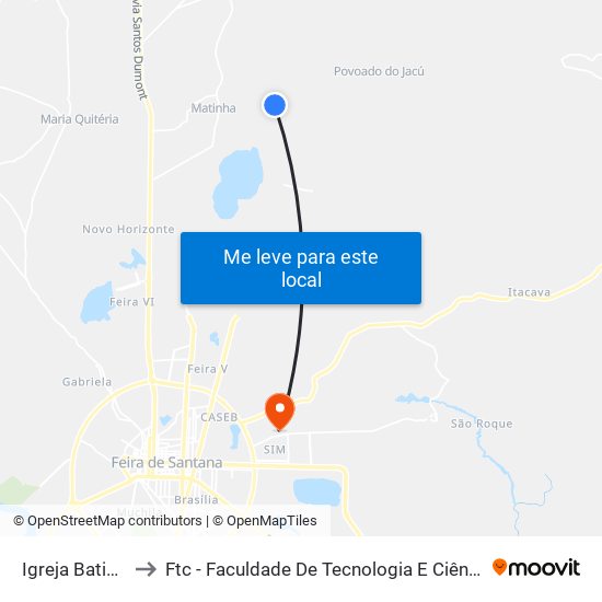 Igreja Batista to Ftc - Faculdade De Tecnologia E Ciências map