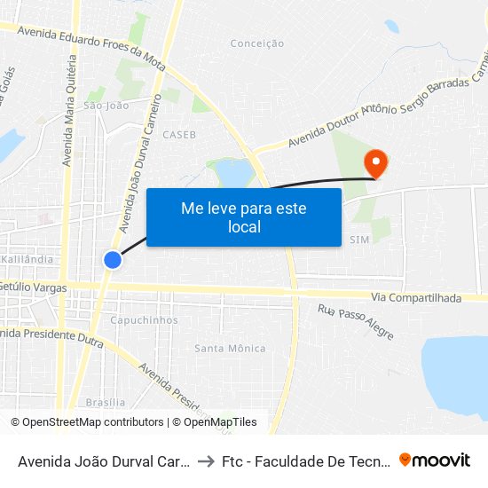 Avenida João Durval Carneiro, 2200-2232 to Ftc - Faculdade De Tecnologia E Ciências map