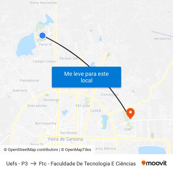 Uefs - P3 to Ftc - Faculdade De Tecnologia E Ciências map