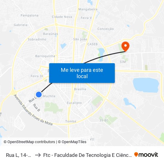 Rua L, 14-22 to Ftc - Faculdade De Tecnologia E Ciências map