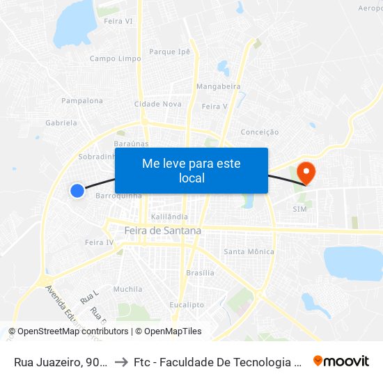 Rua Juazeiro, 903-939 to Ftc - Faculdade De Tecnologia E Ciências map