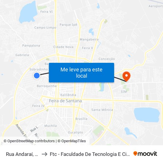 Rua Andaraí, 528 to Ftc - Faculdade De Tecnologia E Ciências map