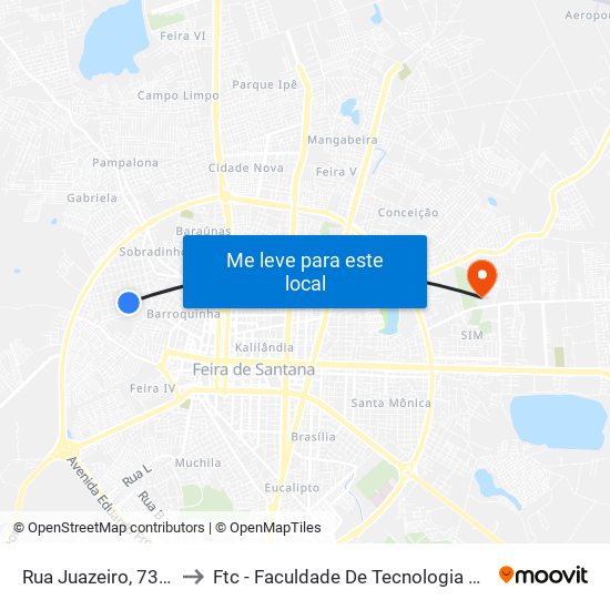 Rua Juazeiro, 732-812 to Ftc - Faculdade De Tecnologia E Ciências map