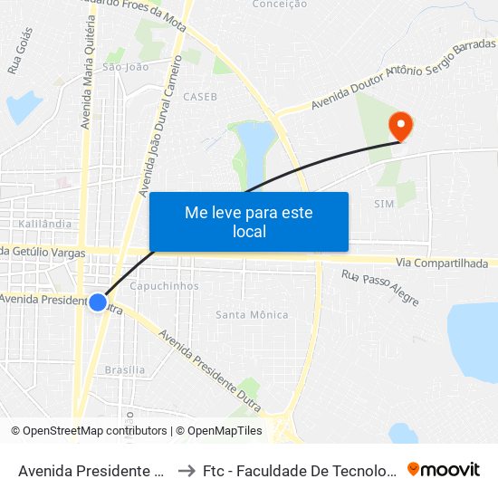 Avenida Presidente Dutra, 1303 to Ftc - Faculdade De Tecnologia E Ciências map