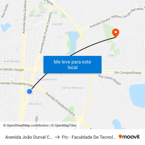 Avenida João Durval Carneiro, 1184 to Ftc - Faculdade De Tecnologia E Ciências map