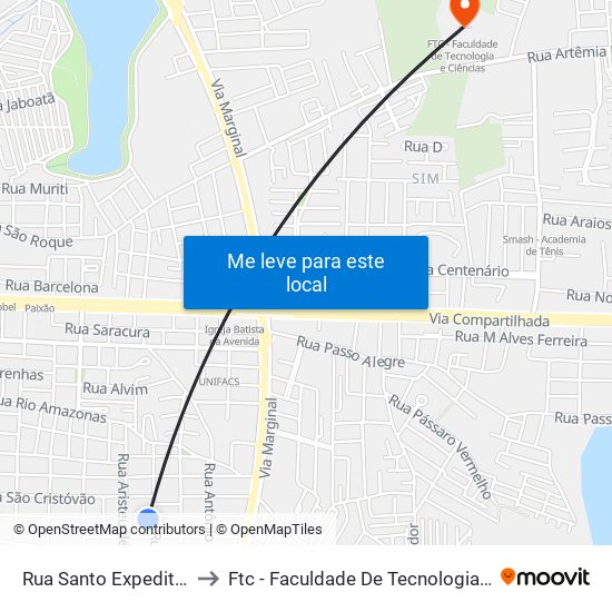 Rua Santo Expedito, 1070 to Ftc - Faculdade De Tecnologia E Ciências map