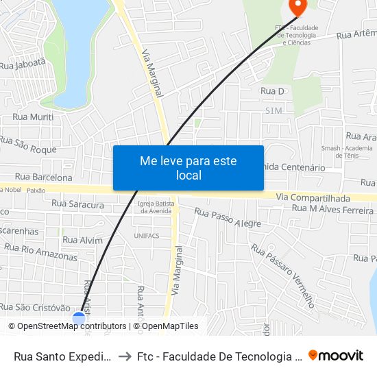 Rua Santo Expedito, 917 to Ftc - Faculdade De Tecnologia E Ciências map