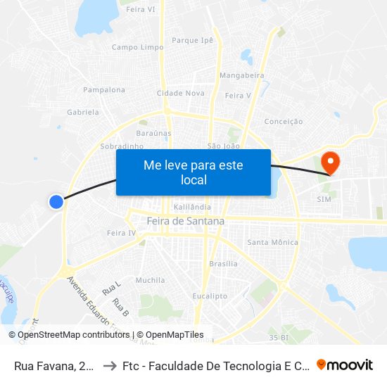 Rua Favana, 25-61 to Ftc - Faculdade De Tecnologia E Ciências map