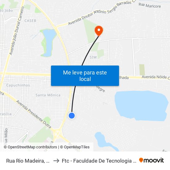 Rua Rio Madeira, 94-156 to Ftc - Faculdade De Tecnologia E Ciências map