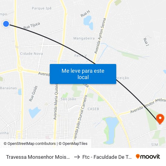 Travessa Monsenhor Moises Goncalves Couto, 2355 to Ftc - Faculdade De Tecnologia E Ciências map