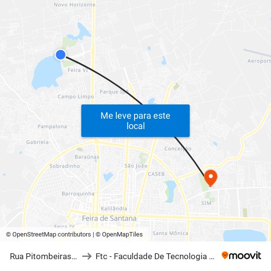 Rua Pitombeiras, 1225 to Ftc - Faculdade De Tecnologia E Ciências map