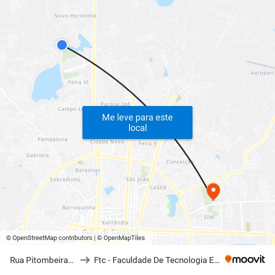 Rua Pitombeiras, 626 to Ftc - Faculdade De Tecnologia E Ciências map