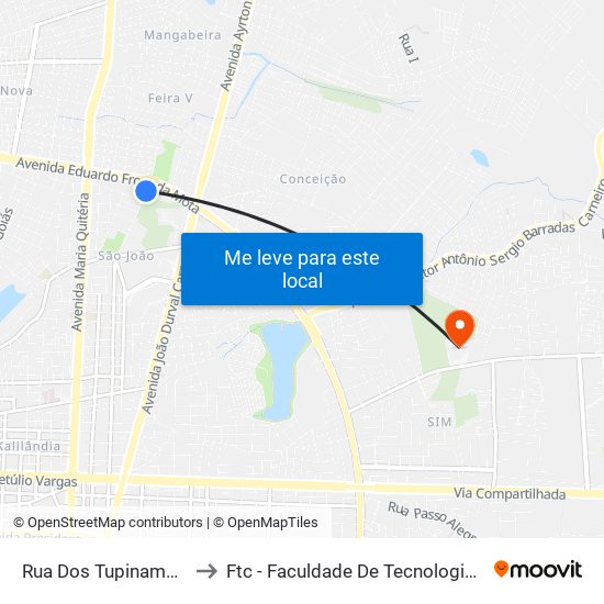 Rua Dos Tupinambás, 590 to Ftc - Faculdade De Tecnologia E Ciências map