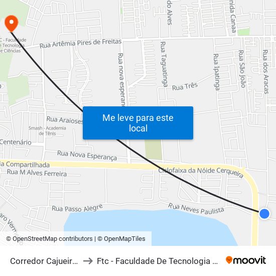 Corredor Cajueiro, 128 to Ftc - Faculdade De Tecnologia E Ciências map