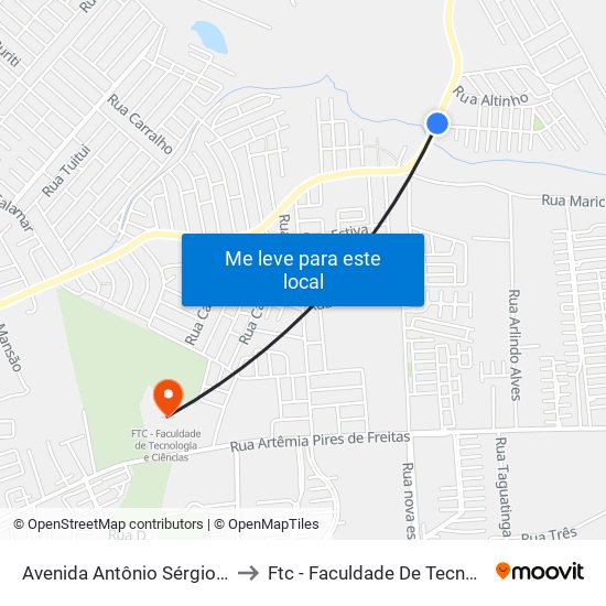 Avenida Antônio Sérgio Carneiro, 1820 to Ftc - Faculdade De Tecnologia E Ciências map