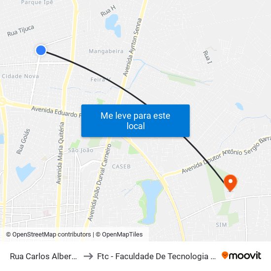 Rua Carlos Alberto, 455 to Ftc - Faculdade De Tecnologia E Ciências map