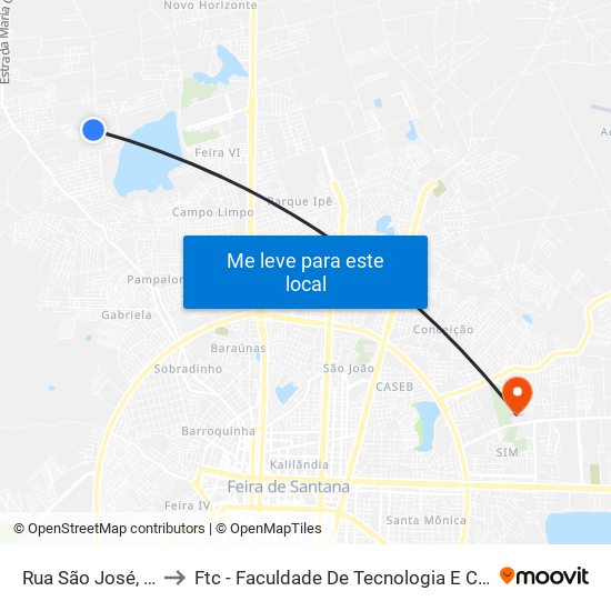 Rua São José, 517 to Ftc - Faculdade De Tecnologia E Ciências map