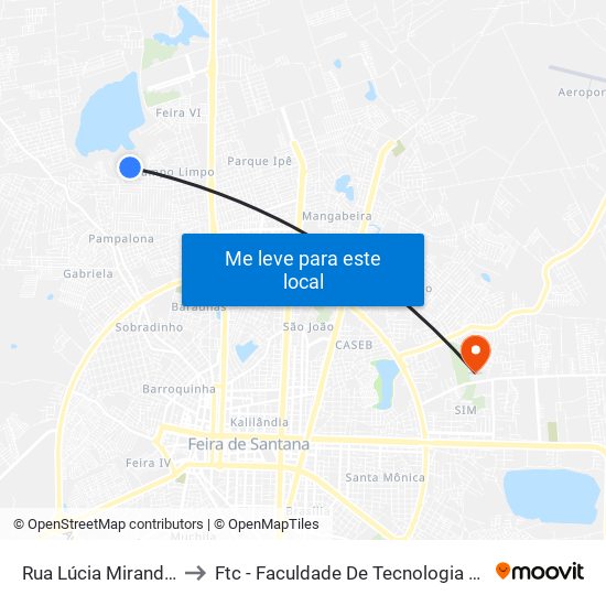 Rua Lúcia Miranda, 141 to Ftc - Faculdade De Tecnologia E Ciências map