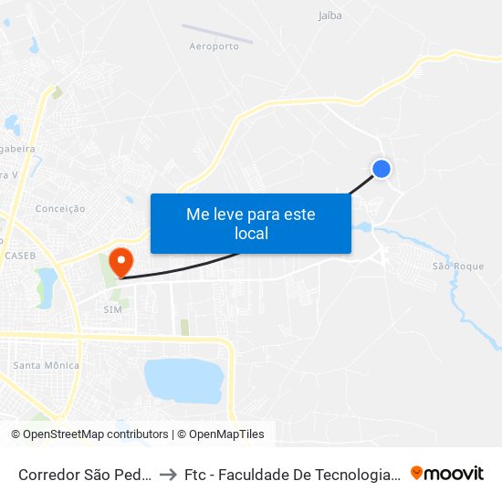 Corredor São Pedro, 181 to Ftc - Faculdade De Tecnologia E Ciências map