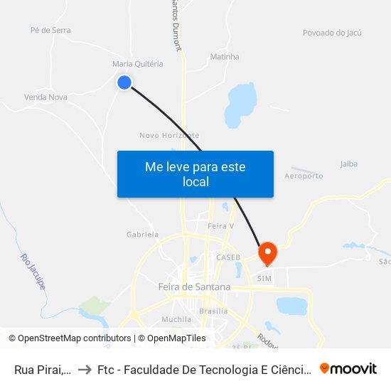 Rua Pirai, 1 to Ftc - Faculdade De Tecnologia E Ciências map